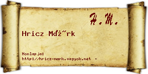 Hricz Márk névjegykártya